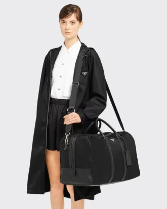 Torba podróżna z nylonu Re-Nylon i skóry Saffiano