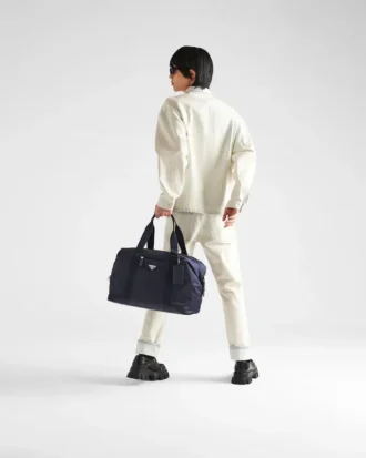 Torba podróżna z nylonu Re-Nylon i skóry Saffiano