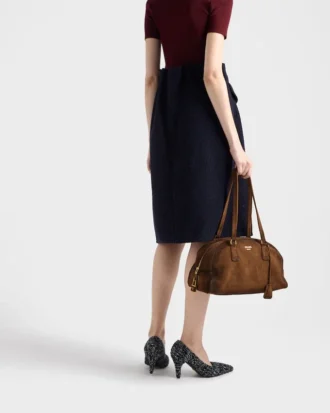 Torba Prada Bowling Medium z zamszu