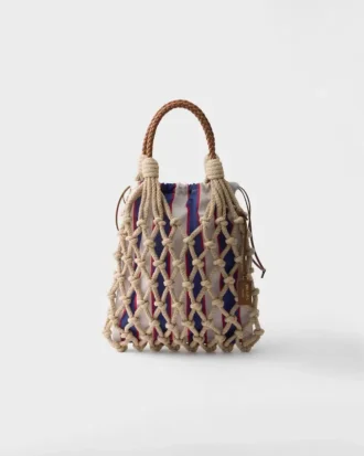 Torba Prada Noua Medium z bawełny w stylu makramy