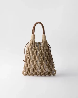Torba Prada Noua Medium z bawełny w stylu makramy
