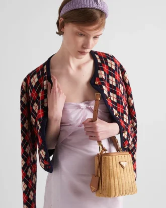 Torba Prada Panier Mini z wikliny i skóry