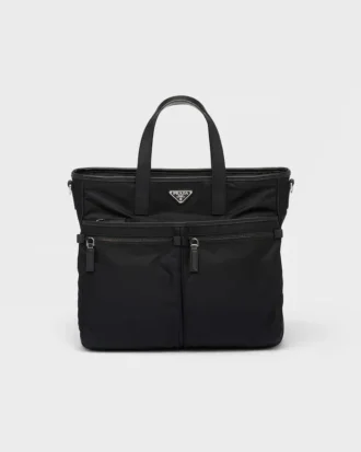 Torba z materiału Re-Nylon i skóry Saffiano Torba z materiału Re-Nylon i skóry Saffiano