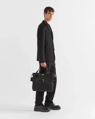 Torba z materiału Re-Nylon i skóry Saffiano Torba z materiału Re-Nylon i skóry Saffiano