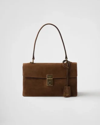 Torebka na ramię Prada Soft Medium z zamszu