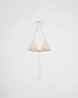 Trójkątny top bikini z dżerseju z kryształkami Trójkątny top bikini z dżerseju z kryształkami