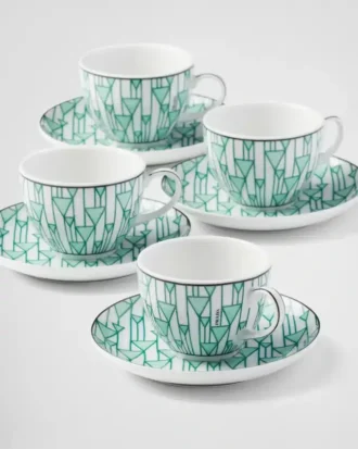 Zestaw czterech porcelanowych filiżanek do espresso – Vienna Green