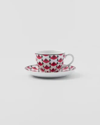 Zestaw czterech porcelanowych filiżanek do espresso – Vienna Red