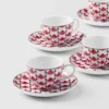 Zestaw czterech porcelanowych filiżanek do espresso – Vienna Red Zestaw czterech porcelanowych filiżanek do espresso – Vienna Red