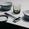 Zestaw dwóch porcelanowych misek do zupy – szachownica