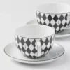 Zestaw dwóch porcelanowych filiżanek do cappuccino – szachownica Zestaw dwóch porcelanowych filiżanek do cappuccino – szachownica