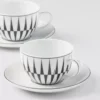 Zestaw dwóch porcelanowych filiżanek do herbaty – paski Zestaw dwóch porcelanowych filiżanek do herbaty – paski
