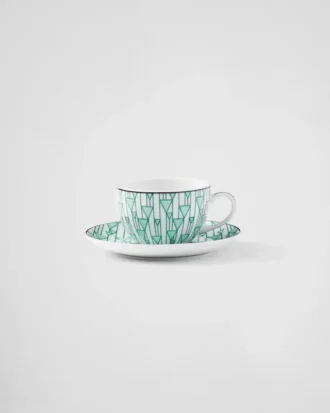 Zestaw dwóch porcelanowych filiżanek do herbaty – Vienna Green