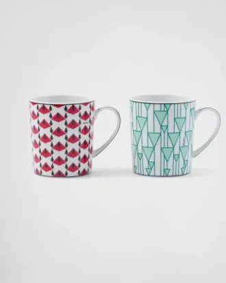 Zestaw dwóch porcelanowych kubków – Vienna Red i Vienna Green