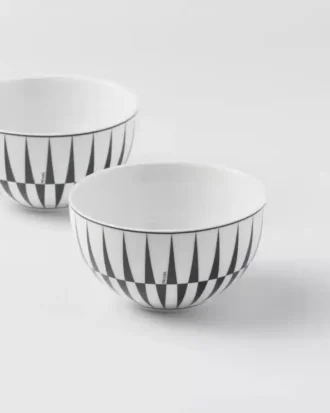 Zestaw dwóch porcelanowych misek do ryżu lub płatków śniadaniowych – paski