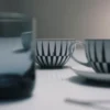 Zestaw dwóch porcelanowych misek do ryżu lub płatków śniadaniowych – paski
