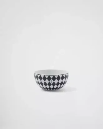 Zestaw dwóch porcelanowych misek do ryżu lub płatków śniadaniowych – szachownica