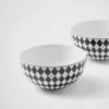 Zestaw dwóch porcelanowych misek do zupy – szachownica
