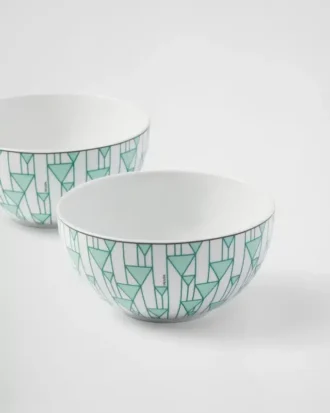Zestaw dwóch porcelanowych misek do zupy – Vienna Green