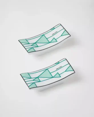 Zestaw dwóch porcelanowych podstawek pod pałeczki – Vienna Green